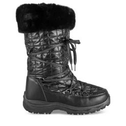 Après-ski NOIR Femme Motif Uni Lacets