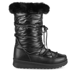 Après-ski NOIR Femme Motif Uni Lacets