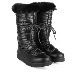 Après-ski NOIR Femme Motif Uni Lacets