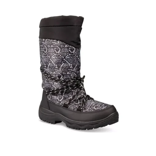 Après-ski NOIR Femme Motif Uni Lacets