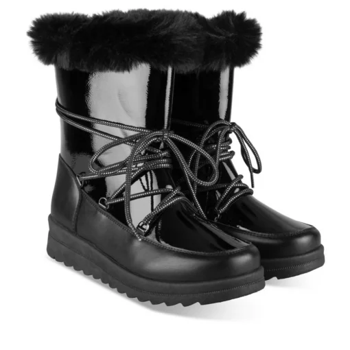 Après-ski NOIR Femme Motif Uni Lacets
