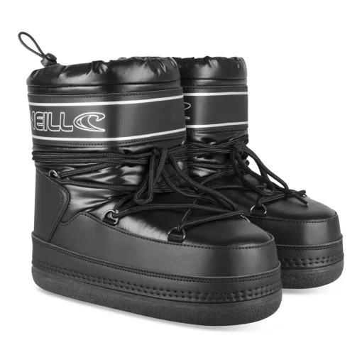 Après-ski NOIR Femme Motif Uni Lacets