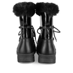 Après-ski NOIR Femme Motif Uni Lacets