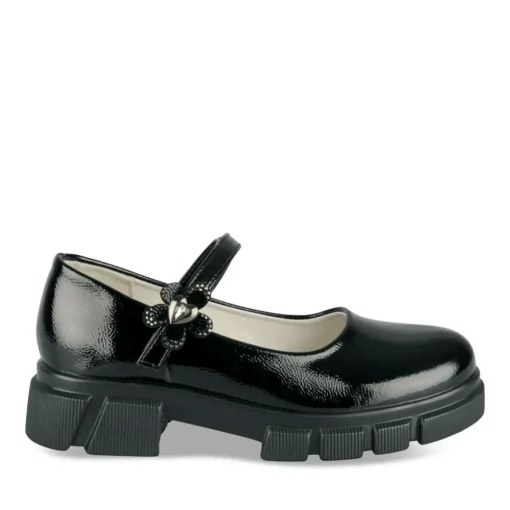 Ballerines Babies NOIR Fille Motif Vernis Scratch