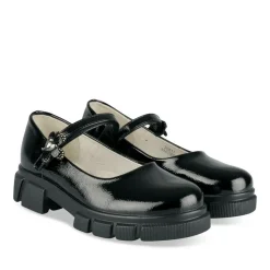 Ballerines Babies NOIR Fille Motif Vernis Scratch