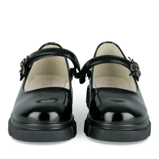 Ballerines Babies NOIR Fille Motif Vernis Scratch