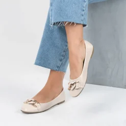 Ballerines BEIGE Femme Motif Uni A Enfiler