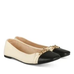 Ballerines BEIGE Femme Motif Chaîne A Enfiler