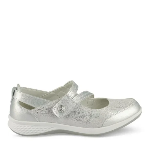 Ballerines Confort ARGENT Femme CUIR Motif Uni Scratch