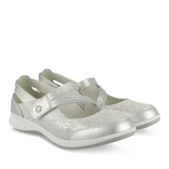 Ballerines Confort ARGENT Femme CUIR Motif Uni Scratch