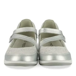 Ballerines Confort ARGENT Femme CUIR Motif Uni Scratch