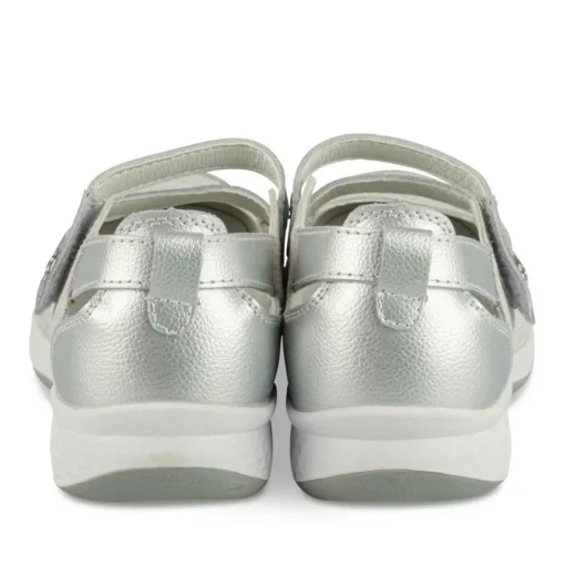 Ballerines Confort ARGENT Femme CUIR Motif Uni Scratch