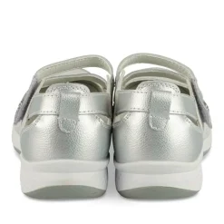 Ballerines Confort ARGENT Femme CUIR Motif Uni Scratch