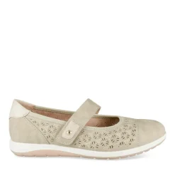 Ballerines Confort BEIGE Femme Motif Uni Scratch