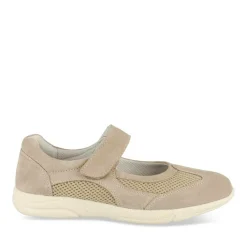 Ballerines Confort BEIGE Femme CUIR Motif Uni Scratch