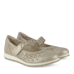 Ballerines Confort BEIGE Femme Motif Uni Scratch