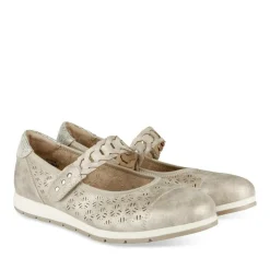 Ballerines Confort BEIGE Femme Motif Uni Scratch