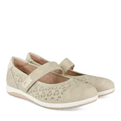 Ballerines Confort BEIGE Femme Motif Uni Scratch