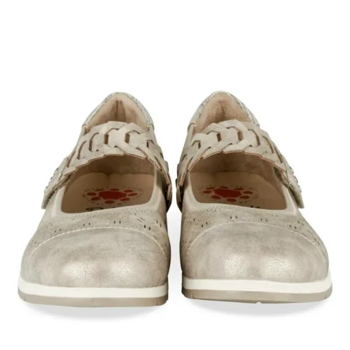 Ballerines Confort BEIGE Femme Motif Uni Scratch