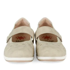Ballerines Confort BEIGE Femme Motif Uni Scratch