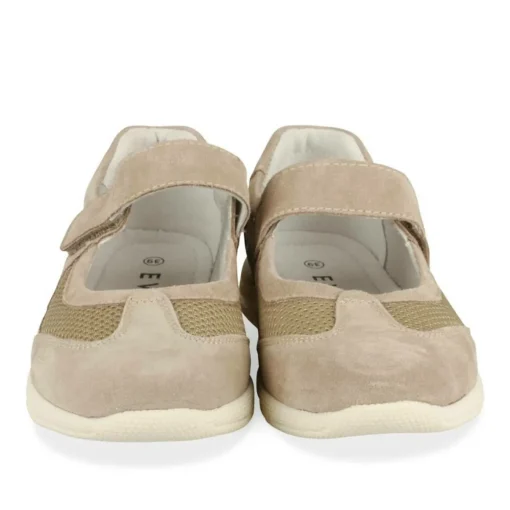 Ballerines Confort BEIGE Femme CUIR Motif Uni Scratch