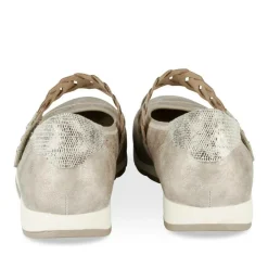 Ballerines Confort BEIGE Femme Motif Uni Scratch