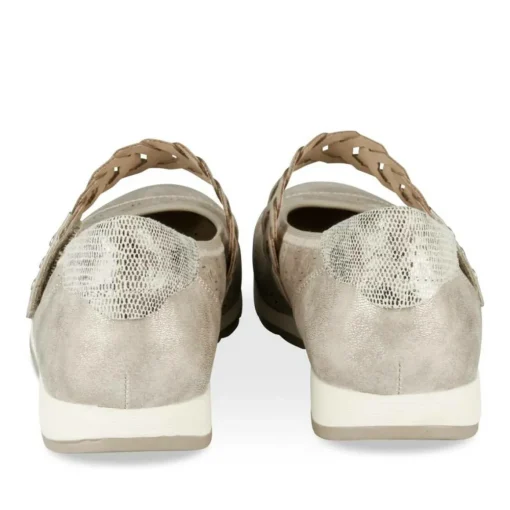 Ballerines Confort BEIGE Femme Motif Uni Scratch