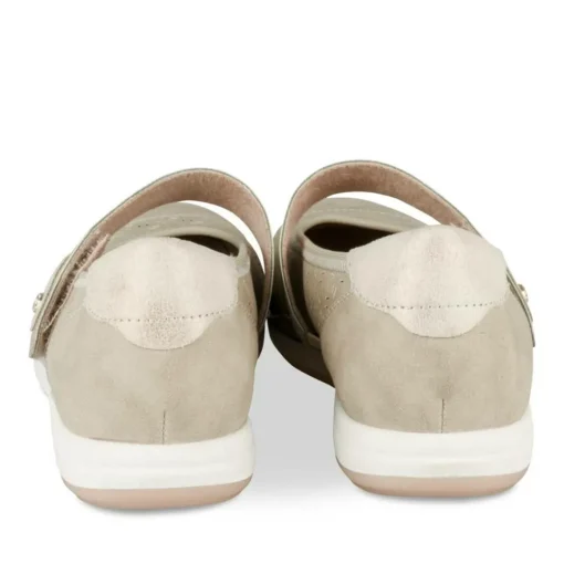Ballerines Confort BEIGE Femme Motif Uni Scratch