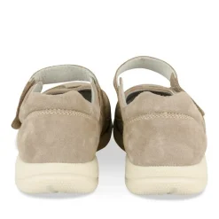Ballerines Confort BEIGE Femme CUIR Motif Uni Scratch