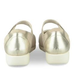 Ballerines Confort BEIGE Femme CUIR Motif Uni Scratch