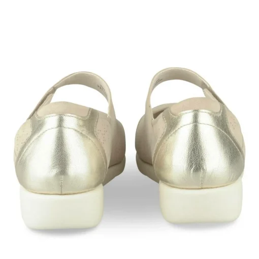 Ballerines Confort BEIGE Femme CUIR Motif Uni Scratch