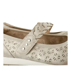 Ballerines Confort BEIGE Femme Motif Uni Scratch