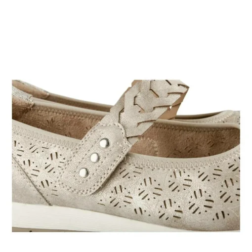 Ballerines Confort BEIGE Femme Motif Uni Scratch