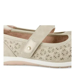 Ballerines Confort BEIGE Femme Motif Uni Scratch