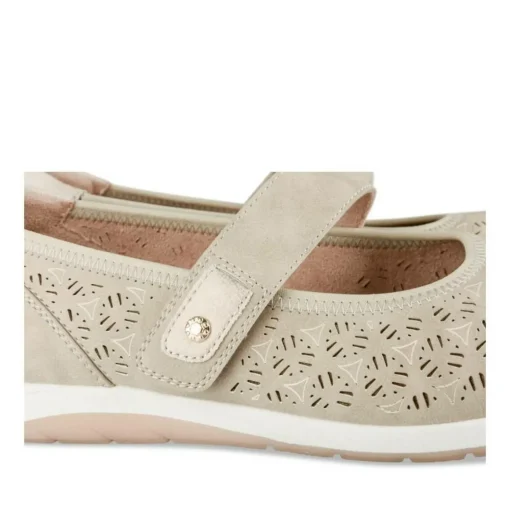 Ballerines Confort BEIGE Femme Motif Uni Scratch