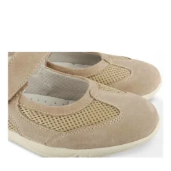 Ballerines Confort BEIGE Femme CUIR Motif Uni Scratch