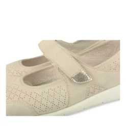Ballerines Confort BEIGE Femme CUIR Motif Uni Scratch