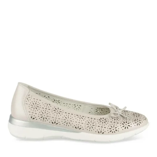 Ballerines Confort GRIS Femme CUIR Motif Uni A Enfiler