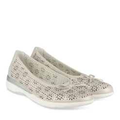 Ballerines Confort GRIS Femme CUIR Motif Uni A Enfiler