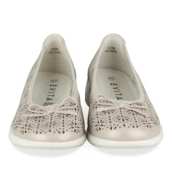 Ballerines Confort GRIS Femme CUIR Motif Uni A Enfiler