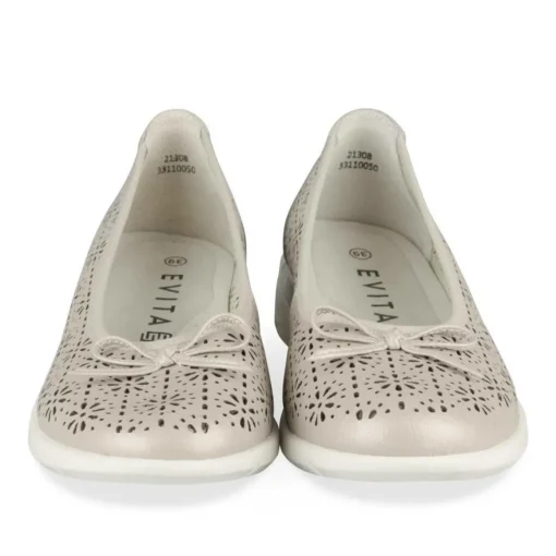Ballerines Confort GRIS Femme CUIR Motif Uni A Enfiler