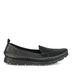 Ballerines Confort NOIR Femme CUIR Motif Uni A Enfiler