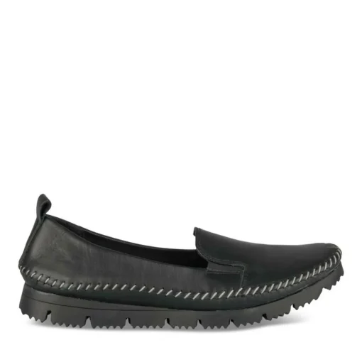 Ballerines Confort NOIR Femme CUIR Motif Uni A Enfiler