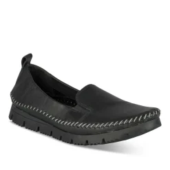 Ballerines Confort NOIR Femme CUIR Motif Uni A Enfiler