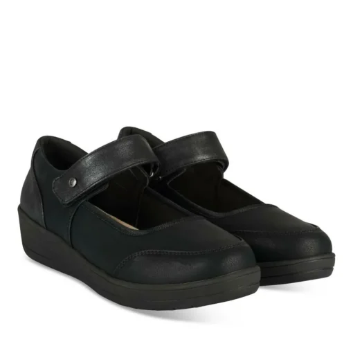 Ballerines Confort NOIR Femme Motif Uni Scratch