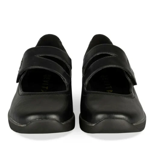 Ballerines Confort NOIR Femme Motif Uni Scratch
