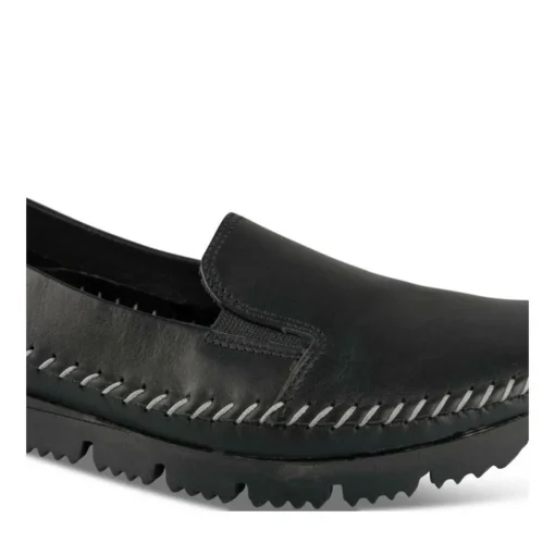 Ballerines Confort NOIR Femme CUIR Motif Uni A Enfiler