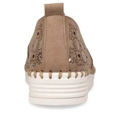 Ballerines Confort TAUPE Femme Motif Fleuri A Enfiler