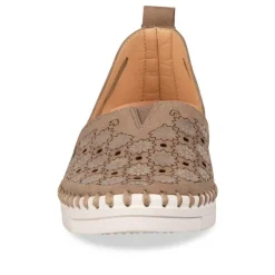 Ballerines Confort TAUPE Femme Motif Fleuri A Enfiler