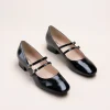 Ballerines NOIR Femme CUIR Motif Vernis Boucle